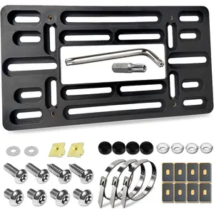 License Plate Bracket - Black Universal Front Bumper Plastic Car Tag Holder Adapter for No Drill Front Plate mount, with Anti Theft License Plate Screws Bolts&Caps, US Vehicle Truck Accessories