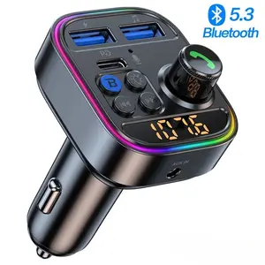 Bluetooth 5.3 FM Transmitter Wireless Car Adapter AUX Audio Receiver MP3 Player Handsfree Call Type-C USB Fast Charger