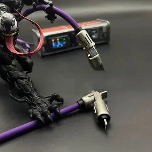 240W light-emitting four-in-one mobile phone data cable PD super fast charging dual-port charging data cable with colorful breathing light