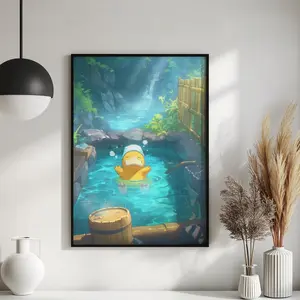 Psyduck Poster | Pokemon Poster | Pokemon Gift |  Wall Art | Japanese Style Decor | Pokemon Art | Illustration