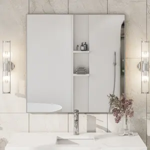 Eviva Sax 30" x 30" Square Brushed Nickel Metal Framed Mirror