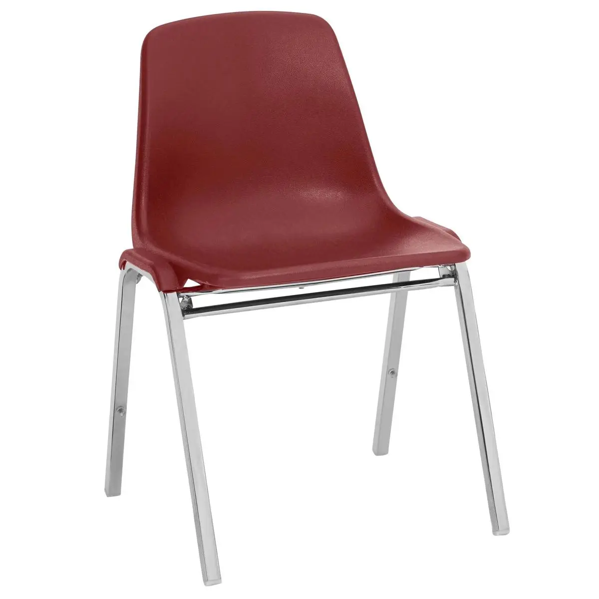 National Public Seating 8100 Series Poly Shell Stacking Chair, Burgundy Surface, Chrome Frame