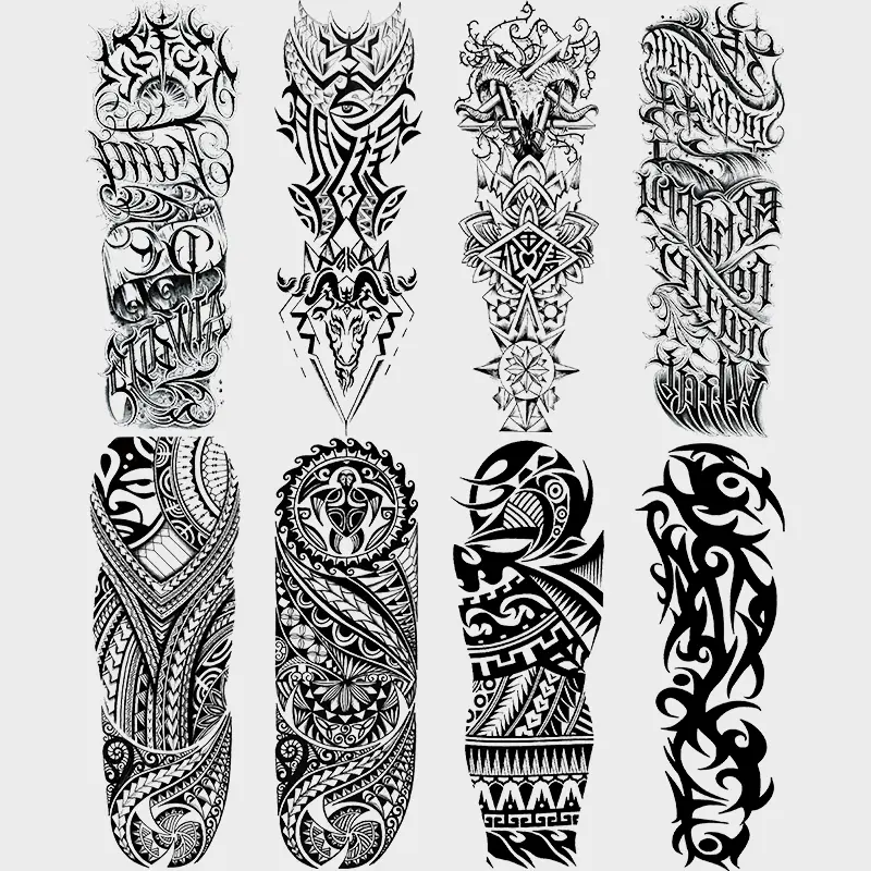 8 Sheets Full Arm Temporary Tattoo Stickers, Fake Tattoo, Ephemeral Tattoos, Waterproof Realistic Tattoos, Realistic Tribal Totem Design, Waterproof Long-Lasting, Perfect for Daily Use and Parties