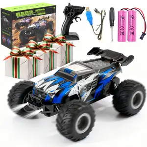 RC Monster Truck 20KM/H 2.4GHz Anti-Interference All Terrain LED Lights 2 Rechargeable Batteries Kids Boys Girls Gift