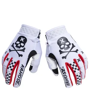 WHITE+red Touchscreen Long Finger Gloves, Cycling Gloves, Motorcycle Riding Gloves, Breathable Outdoor Sports Full Finger Mitts for Men Women,  thin breathable gloves