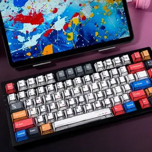 Comic Style Mixed Light Keycaps Cherry Height Pbt Material Five-Sided Dye Sublimation, Gaming Keyboard Keycap, Compatible with 6.25u Spacebar for 61 68 75 87 OEM Height Keycap