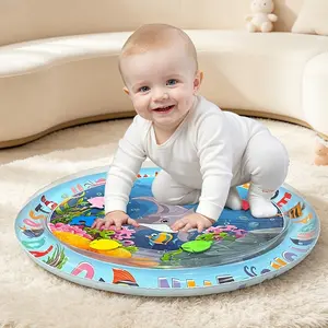Inflatable Baby Water Game Pad, Dolphin & Coral Reef Design Inflatable Baby Water Play Mat for Summer, Durable Indoor/Outdoor Toy Pad, Tummy Time Mat, Nursery Development Mat, Water Mat for Babies