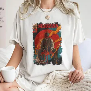 Vintage Comic Style Sinners T-Shirt  Dance with the Devil Graphic Tee  Dark Retro Art Shirt