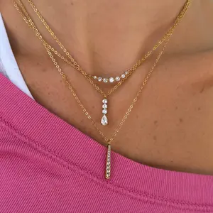 EVRY JEWELS Gold or Silver Plated Women's Main Event 3-Piece Necklace Set