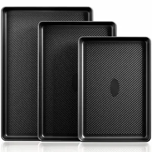 Diamond Texture Baking Pan Set, Non-Stick Cookie Baking Pan, PTFE-Free Heavy Duty Baking Pan - 3 Sizes, Baking Utensils, Pink Kitchen Utensils Cooking