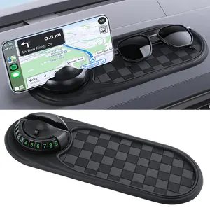 All in One Car Anti-Slip Dashboard Pad – Phone Holder, Temporary Parking Card, Car Tray Organizer, Heat-Resistant & Washable, Universal Fit Mat for Phone & Keys