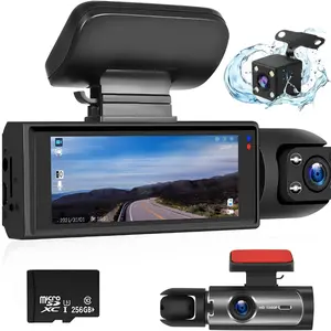 LASATE 2026 New Model Triple-Channel Dashcam 1080P In-Car Camera Front-Facing Dashcam Mini Twistex Dashcam With Night Vision Recording Available Storage Capacities: 64/128/256GB(Not wireless)   Requires charging to use