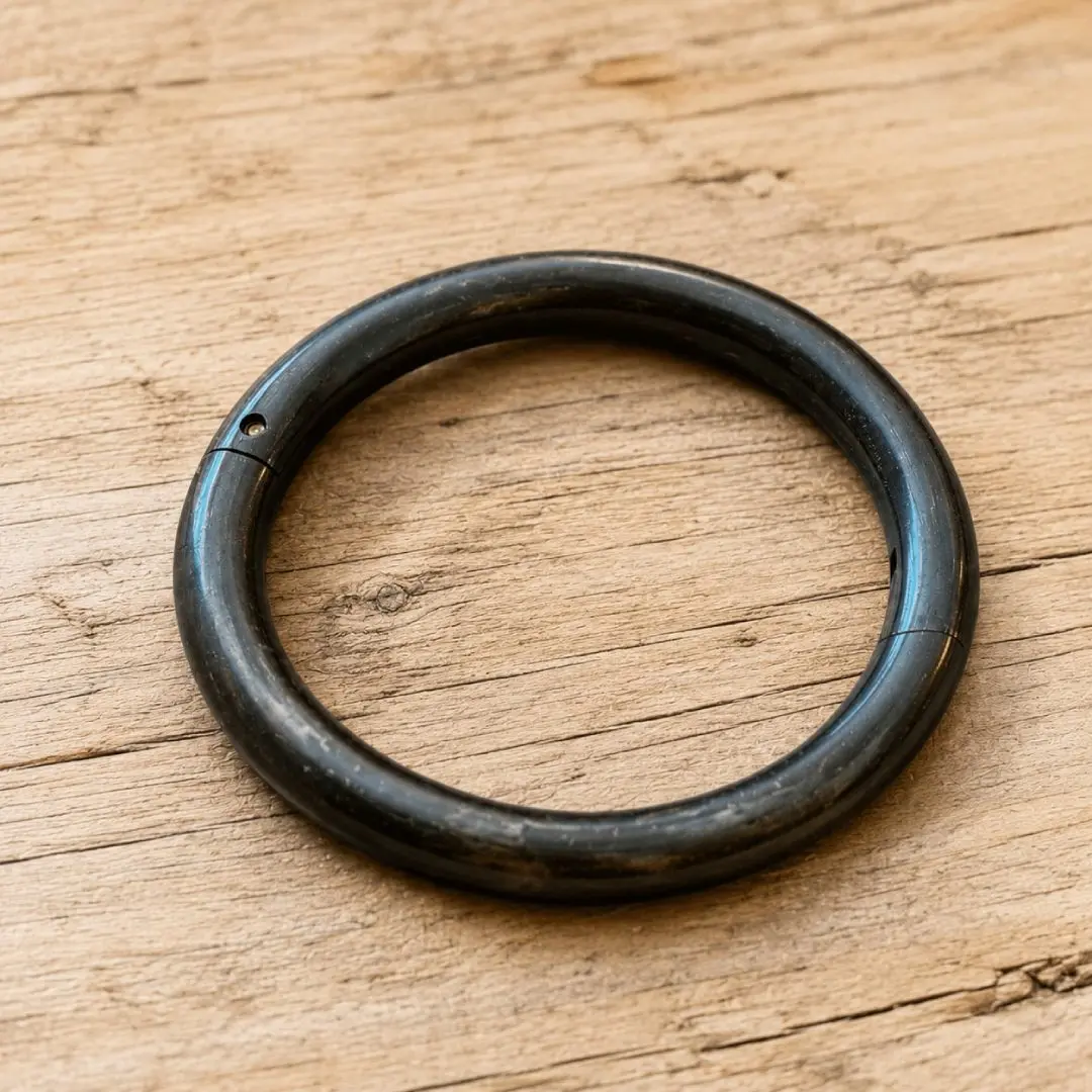 Cowboy Bull Ring Bangle Bracelet - Aged Gunmetal Brass