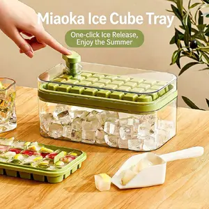 Large Capacity Round Ice Cube Tray Mold, Ice Cubes Maker, Food Grade Silicone Easy Release, Home Refrigerator Use, Includes Scoop, Durable & Reusable