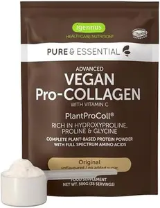 Vegan Collagen Peptide Powder – Enhanced with Glycine, Proline & Hydroxyproline + Vitamin C Cofactor | Plant-Based Collagen Booster | Non-GMO | Complete Vegetarian Formula | 35 Servings