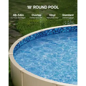 summervibes VEVOR 18-ft Round Above Ground Pool Liner, Overlap Pool Liners, Standard Gauge Vinyl, 48-to-54inch Wall Height, Designed for Steel Sided Above-Ground Swimming Pools