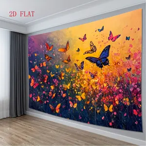 1 piece of colorful floral butterfly tapestry - high-quality polyester fabric, no electricity required, suitable for living room and party decoration, creating a festive atmosphere, artistic home embellishment, exquisite pattern design