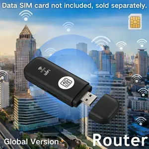 【Requires a separately purchased data‑only SIM card】 JOYTUTUS 4G LTE WiFi Router 150Mbps USB Modem Unlocked Portable Car WiFi Adapter for Desktop PC Notebook TV Black Wireless Dongle Device