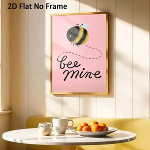 2D Flat, 1pc 2D Flat Prints Cute Bee Themed Art Prints Whimsical Style Wall Decor  Canvas Wall Arts Home Decor Room Decoration Kitchen Bathroom Printing Posters Festival Gifts Easter Poster Valentine's Day Poster  Decoration., 2D Flat