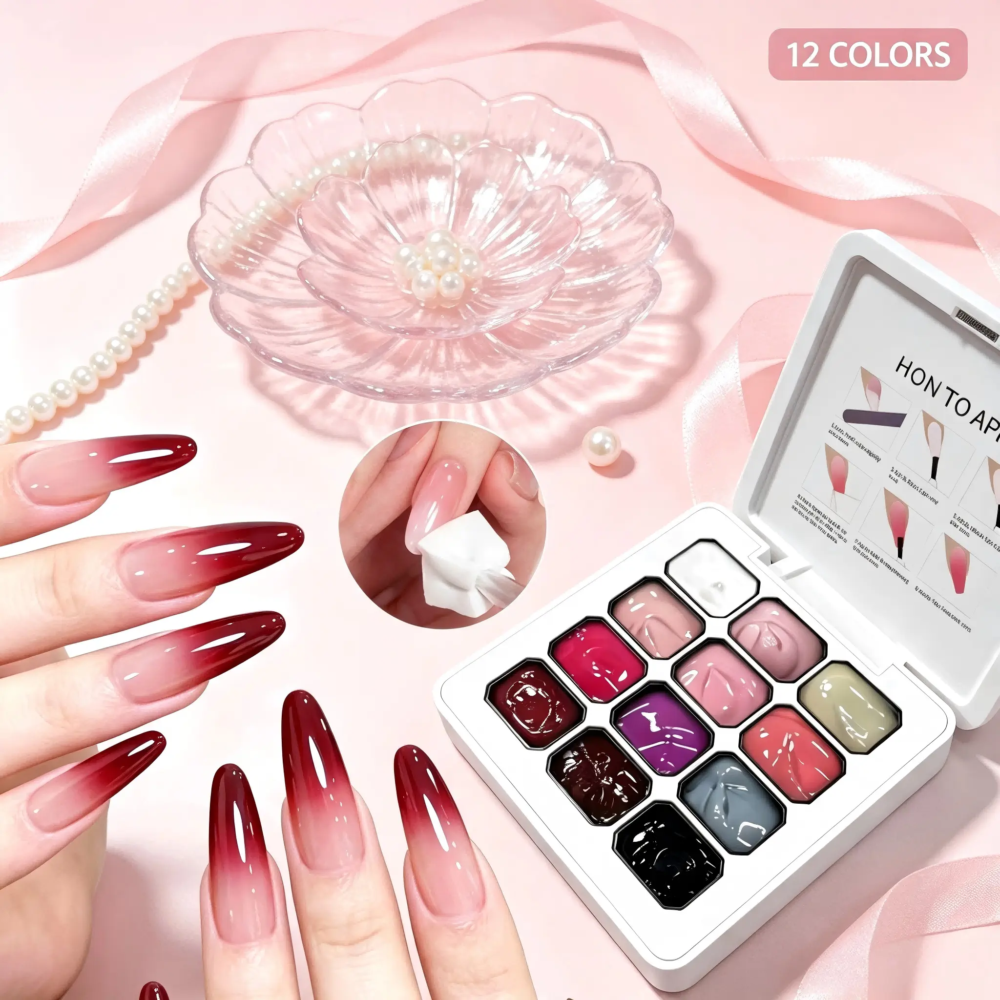 2026 New Macaron Pastel Solid Gel Palette, 12-Grid High Saturation Patting Painting Gel, Easy Blend Gradient Smudge DIY Manicure Salon Supplies Cream Korean Nail Nail Art