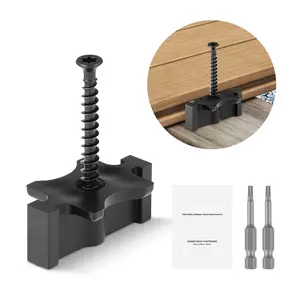 90-Piece Hidden Deck Fasteners Set for Composite Decking With T Clips, Black Finish, Stainless Steel Construction, Weather Resistant and Anti-Corrosion, Quick-Install Hidden Hardware System for Deck Boards on Outdoor Patio