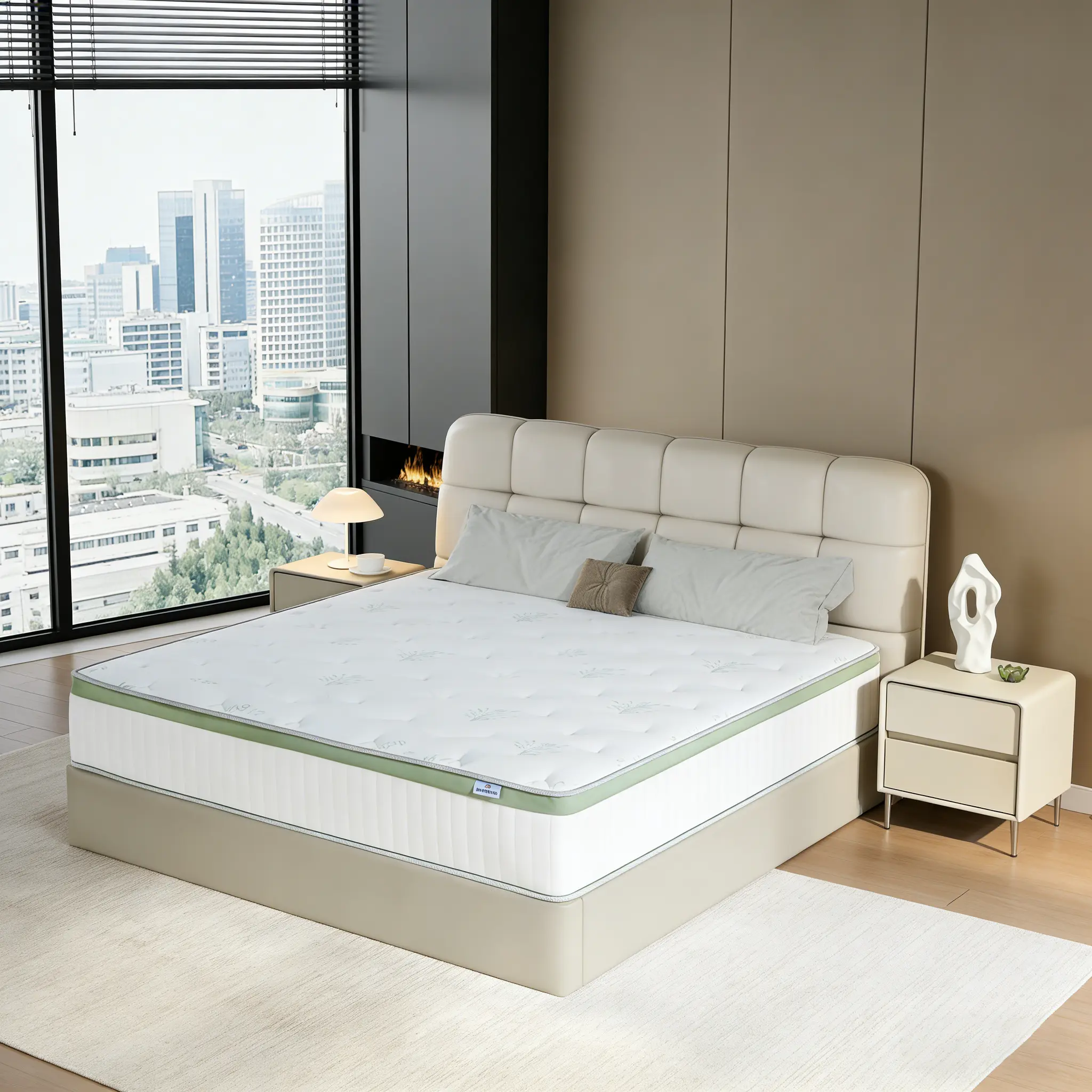 10/12/14 Inch Twin, Full, Queen, King Mattress Memory Foam And Spring, Hybrid MattressMedium Firmness, Lumbar Support, For Home Rooms Hotels, Boxed Halloween ChristmasGift Furniture Ergonomic queen size mattress Interior Modern, Supportive Memory Foam, Qu