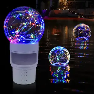 Pool Chlorine Floater with Colorful Solar Ball Lights, Floating Pool Chlorine Dispenser for 4x3” Chlorines Tablets, Easy Opening Chlorines Tablet Holder Floater, Anti-Sinking Spa Chemical Dispenser