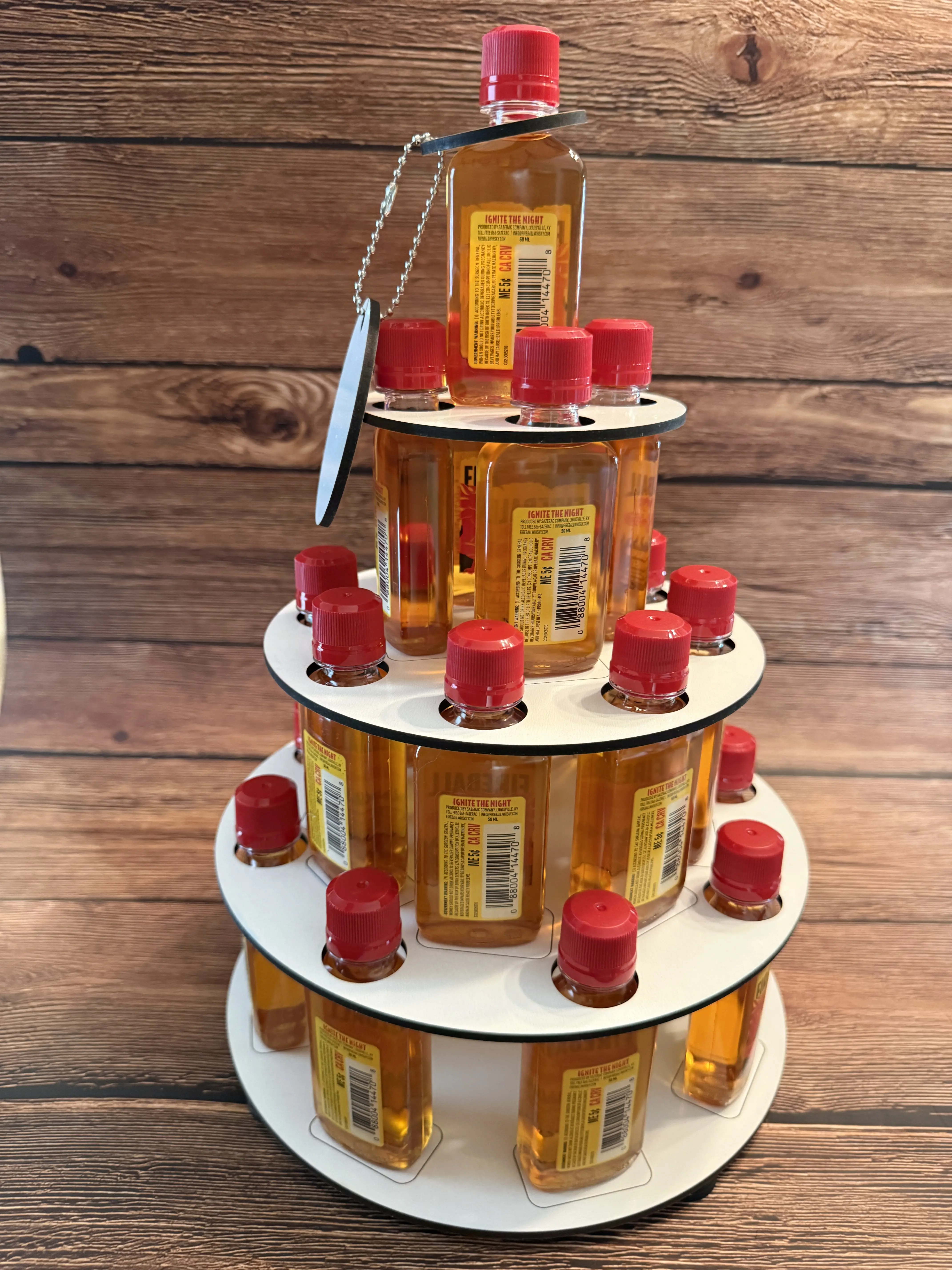 21 Bottle Tier Fireball Shot Tower 3 or 4 Tier Alcohol Cake, 21st Birthday Gift, Funny Birthday Gift, Shot Liquor Cake /Liquor not included/ Holds 21 50 ml mini bottles. Come with one black marker to customize
