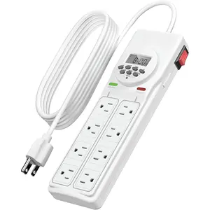 8 Outlet Surge Protector with 7-Day Digital Timer (4 Outlets Timed, 4 Outlets Always On) - White