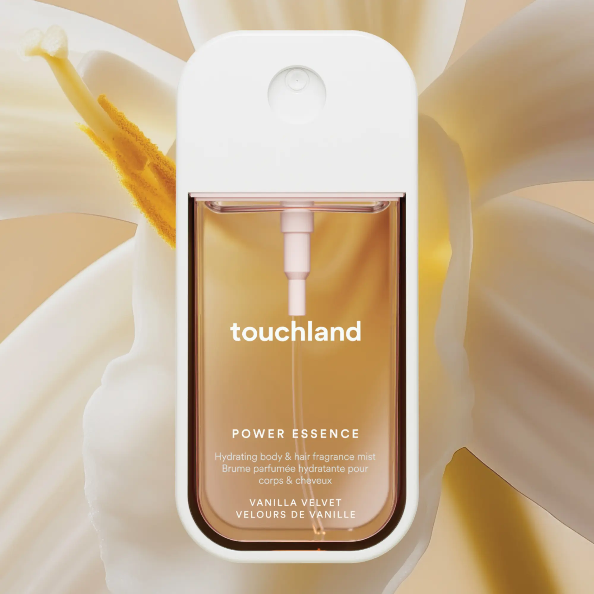 Touchland Vanilla Velvet Power Essence Body & Hair Fragrance Mist, Skincare-Infused Fragrance, Layerable Scents