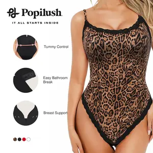 Popilush Lace adjustable Strap Bust BodySuits Women - Going Out Cute Tops Square Neck Sleeveless Tummy Control Mesh Feminine Seamless Elegant Camisole Concert Outfits Spaghetti Strap Womenswear