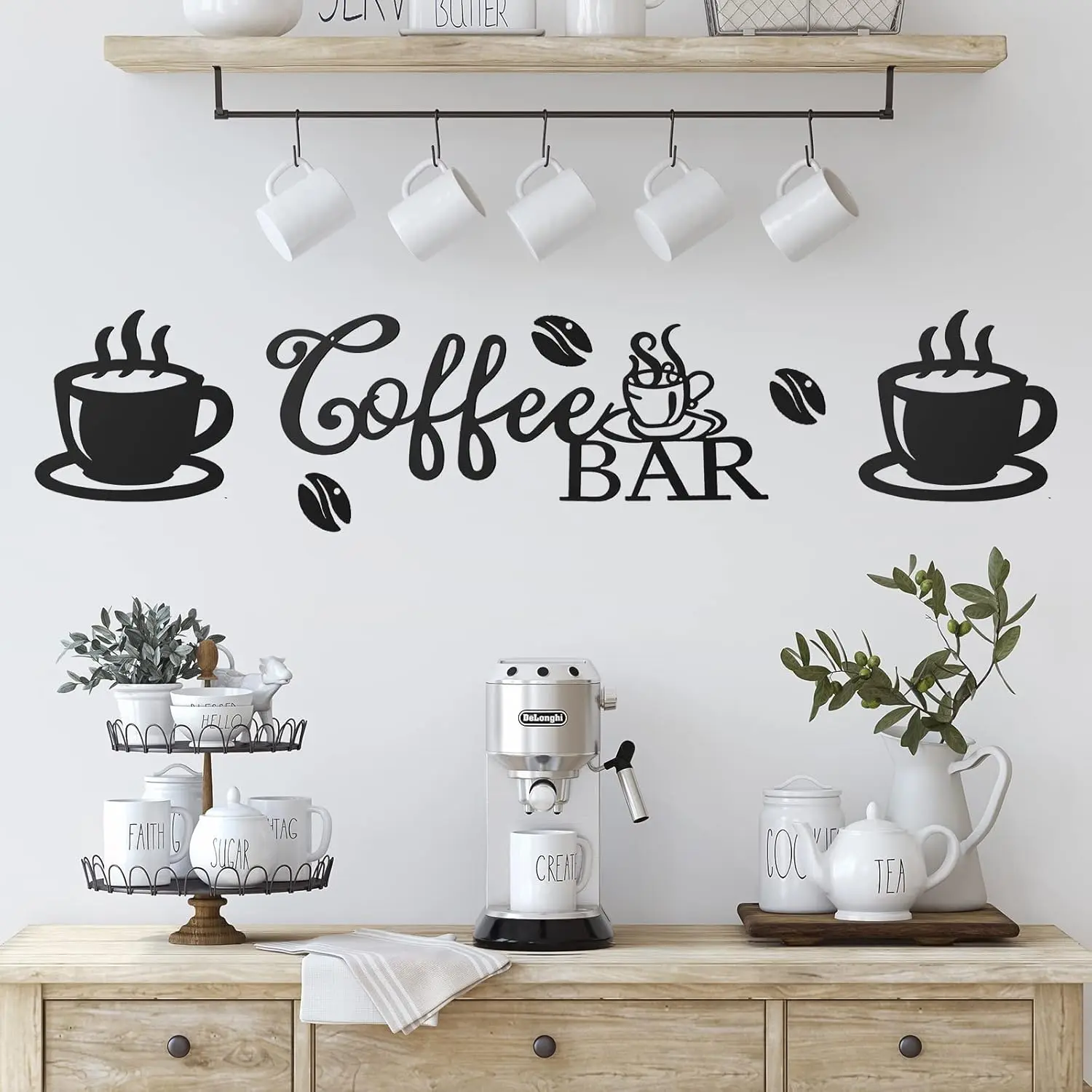 Black Metal Artistic Wall Sign - Rustic Home Decor Products for Coffee Bar, Kitchen Decoration - Home Improvement Wall Trim Accessory, Ideal Birthday/Thanksgiving Gift for Nail Enthusiasts