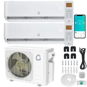 28000 BTU Dual Zone Mini Split AC System, 20 SEER2 230V Split AC System (9K+18K), Pre-Charged with R454B Refrigerant,Not Include Copper Tube Line Set