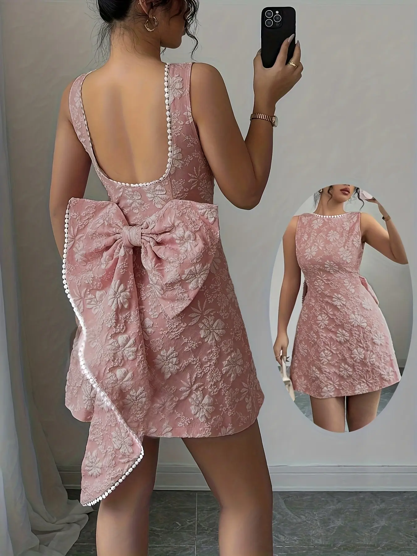 Spring Summer New Elegant Chic Floral Jacquard Short Dress, Slim-Fitting Sleeveless, Perfect for Parties and Vacations, European Women's Fashion Womenswear