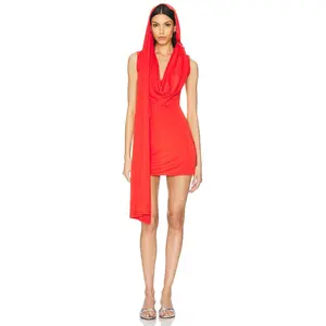 Sid Neigum Cape Cowl Mini Dress in Red