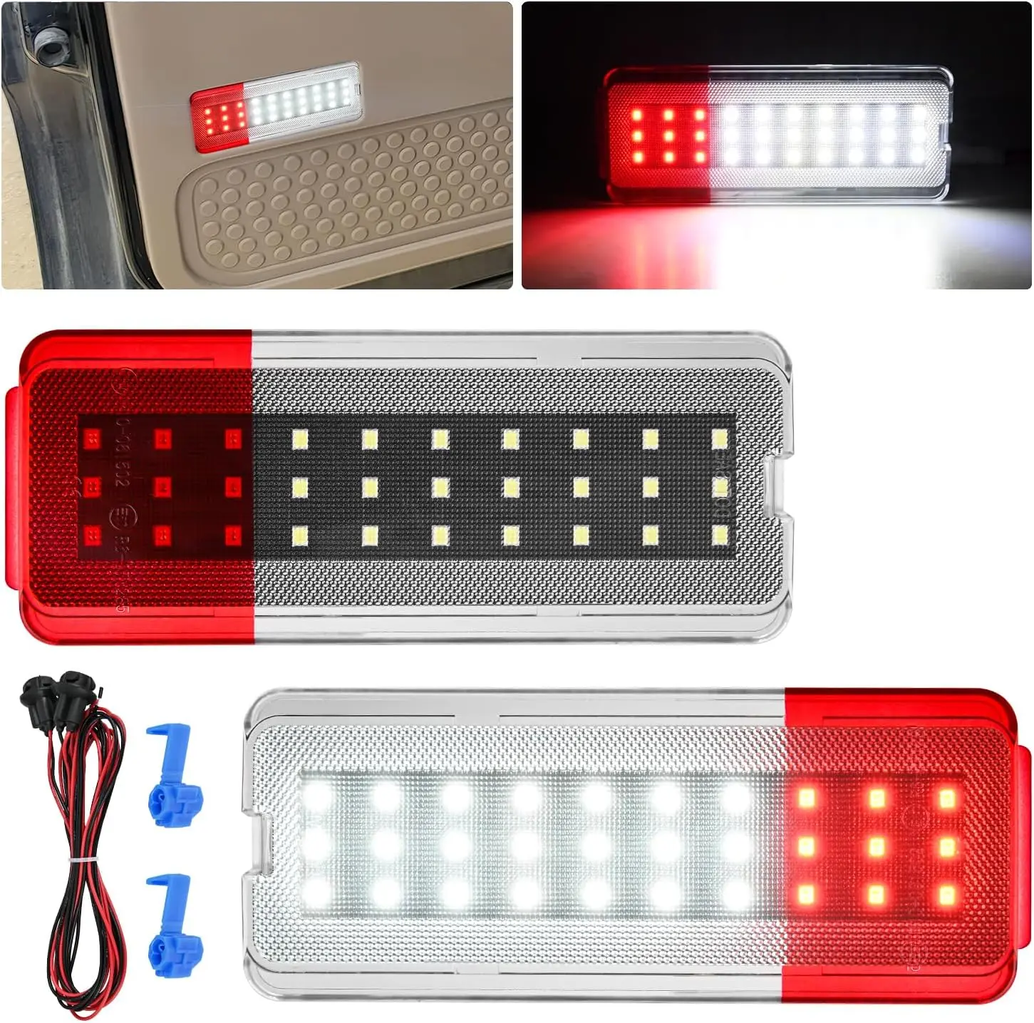 Nilight 2PCS LED Interior Door Panel Lights for Ford F250-F350-F450-F550 Super Duty 1999-2007 & 2000-2005, White/Red Auto Parts Accessories, LED Side Light, Father's Day Gift, Car Interior Accessories, Auto Accessories Interior