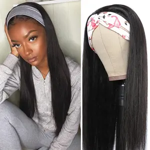 Mylockme Hair Headband Wig Silky Smooth Straight Human Hair Wigs For Women Glueless Short Cheap Half Wig Fall Machine Made Non Lace Brazilian Remy Hair TikTokShopSpringGlowUp