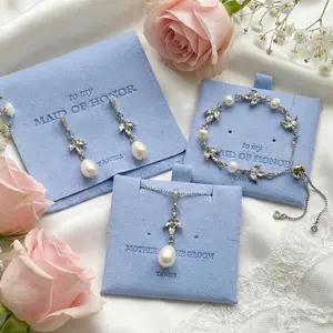 Taniri 18K Gold Plated Pearl Jewelry for Bridesmaids, Dainty Pearl Earrings Necklace or Bracelet Gift in Custom Velvet Pouch, Bridesmaid Gift for Bridal Party, Elegant Wedding Jewelry Keepsake for Women