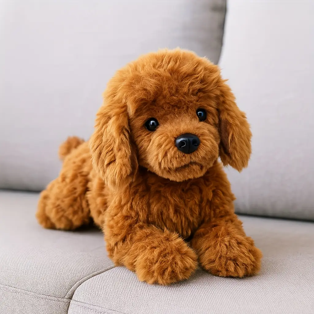 Realistic Teddy Dog Plush Toy 15.7 Inch Lifelike Stuffed Animal Puppy, Soft Cuddle Companion for Gift Home Decor (Christmas Birthday Present)