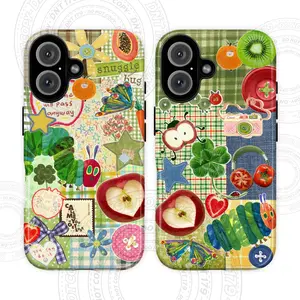 Cute Caterpillar Patchwork Phone Case Collection - The Very Hungry Caterpillar, Apple & Butterfly Pattern for iPhone 16 15 14 13 12 11 X, Galaxy S24 S23 S22 S21 – Aesthetic Gift for Her & Him