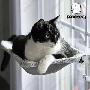 POMESEA Sunbathing Window Perch for Large Cats, Glow in The Dark Cat Window Hammock with Hook Design, Easy to Assemble, Foldable Window Seat for Cats Inside