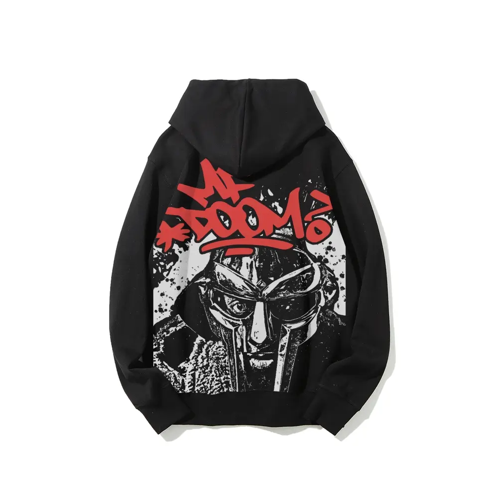 MF Doom Hoodie,  90s hip-hop streetwear style sweatshirt for rappers and retro music lovers—Long Sleeve Cotton Unisex Vintage Hoodie