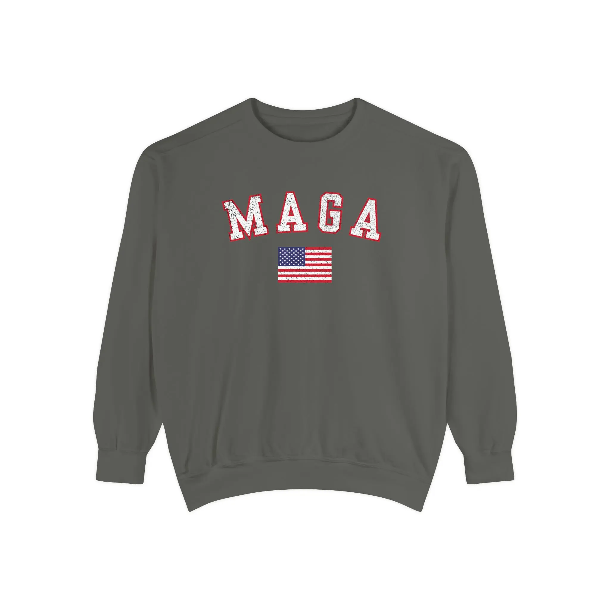 MAGA Sweatshirt - Patriotic USA Flag Crewneck for Conservatives & Trump Supporters