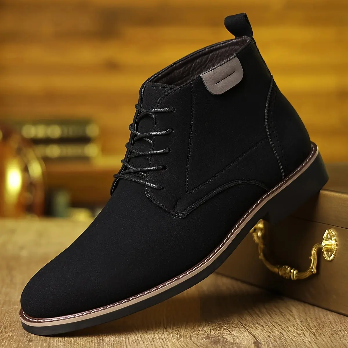 Men's Classic Chukka Boots | Premium Textured Casual Dress Ankle Boots | Slip-Resistant Rubber Sole for Office & Daily Wear