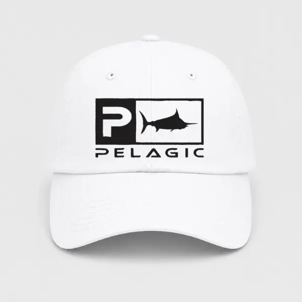 Pelagic Marlin Logo Fishing Cap – White Offshore Angler Hat, Sportfishing Baseball Cap
