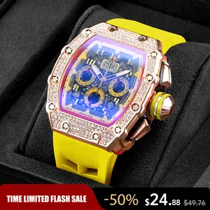 Men's Luxury barrel-shaped watch​ Rhinestone Embellished Watch IncludedFashion Timeless ClassicWatch Flash Sale -Fashionable itis elegant, Water-Resistant Watch – Perfect for Any Occasion​ durable, and the perfect choice foreverydaywear. with Gift Box