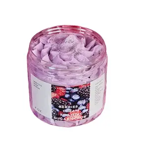 Berries and Cream Whipped Foaming Sugar Scrub. Exfoliating Body Wash & Scrub. All Natural Shea Butter Whipped Soap/Shaving Cream Moisturizing Scent Gentle