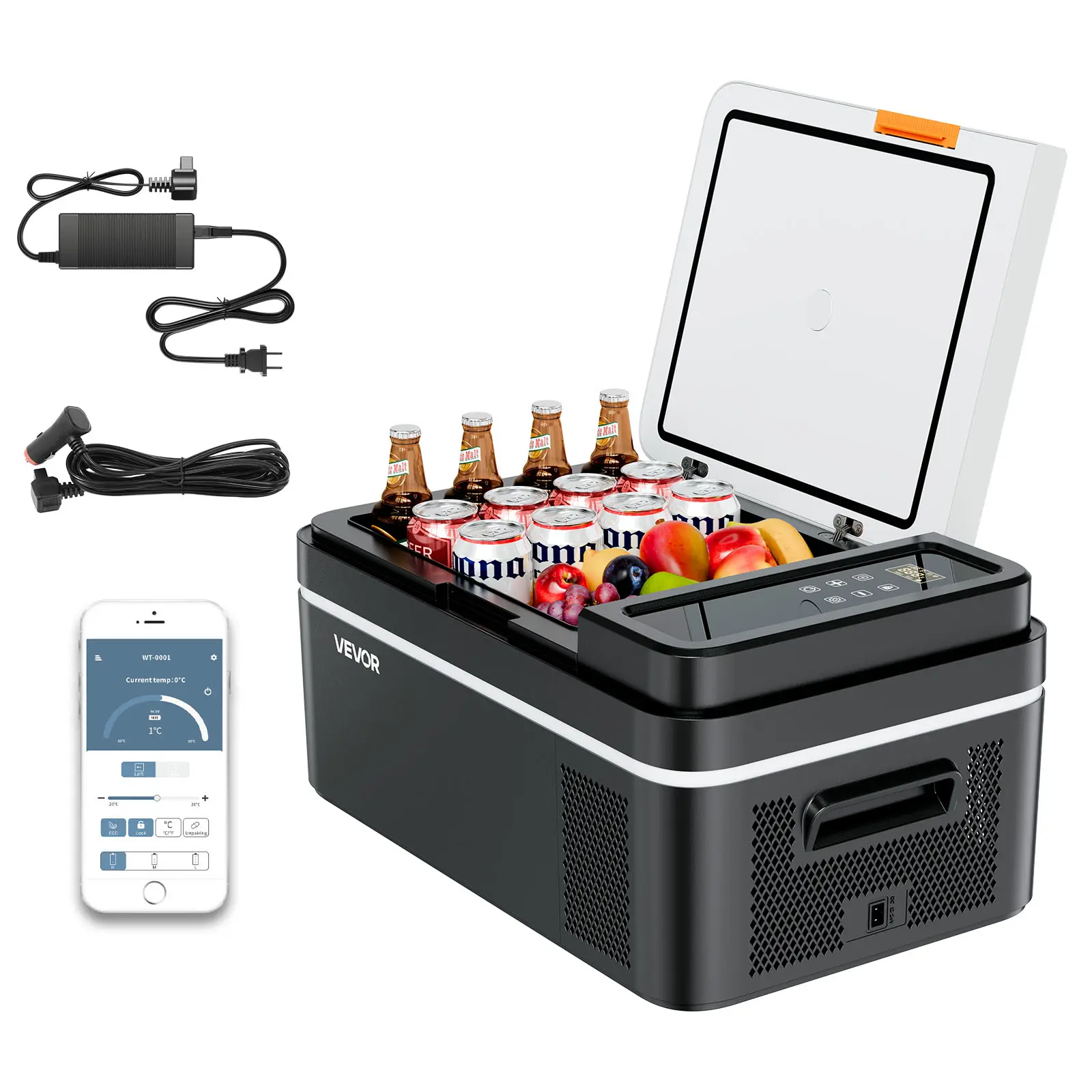 【SummerFinds】VEVOR Car Refrigerator, DC 12/24V AC100-240V Compressor Electric Cooler, -4°F to 68°F Car Fridge with APP Control, 21 QT Cars Freezer for RVs, Campsites, Boats, Camping, Fishing, 60W Portable Freezer