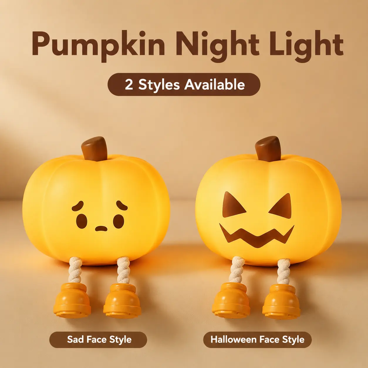 Cute Pumpkin Silicone Night Light - Summerwins Tap Control Bedside Lamp with 3 Brightness Levels, Type-C Rechargeable, 30-Min Timer, Phone Stand, Eco-Friendly Reusable Halloween Room Decoration, Light Up Your Space for All Ages Home Supplies
