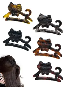 Sweet and cute hollow-out cat hair claw set, suitable for ladies and girls, cartoon design, suitable for hair accessories for half-up and half-down hair style at the back of the head